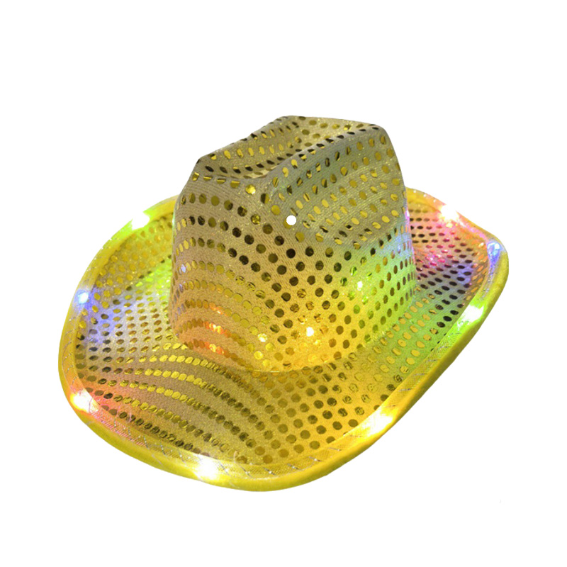 光るカウボーイスタイル】LEDカウボーイハット スパンコール ジャズ