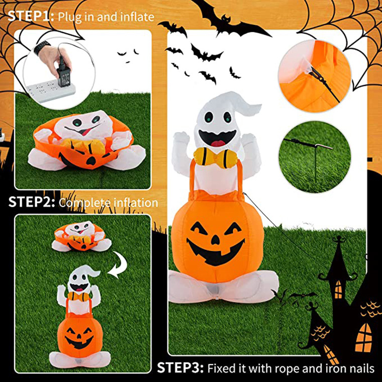 ハロウィン 光る エアーディスプレ 140cm かぼちゃ ゴースト