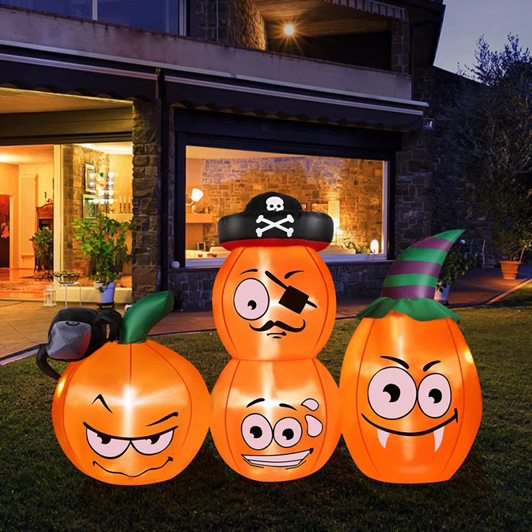 ハロウィン 光る エアーディスプレ 幅170cm 三連 かぼちゃ パンプキン