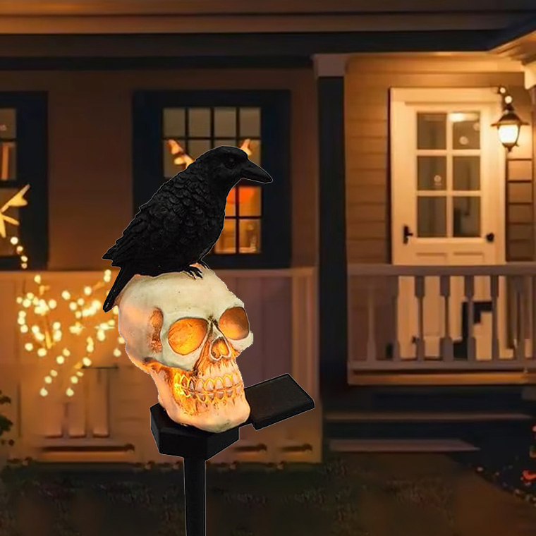 DENKO HOME（電光ホーム） ハロウィン 飾り ソーラーライト スカル