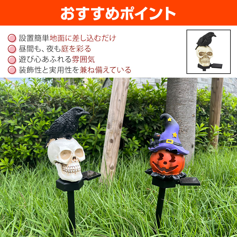 DENKO HOME（電光ホーム） ハロウィン 飾り ソーラーライト スカル