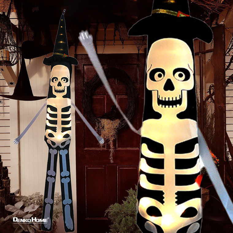 DENKO HOME（電光ホーム） ハロウィン 飾り 光る 吊り下げ 旗 ドクロ