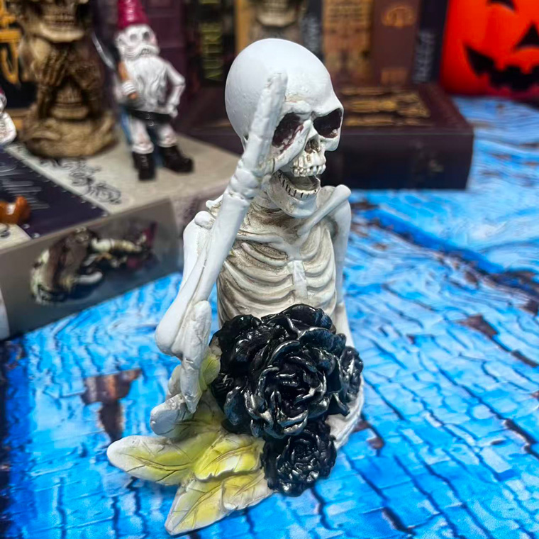 DENKO HOME（電光ホーム） ハロウィン 飾り骸骨 バラ 黒薔薇 ドクロ