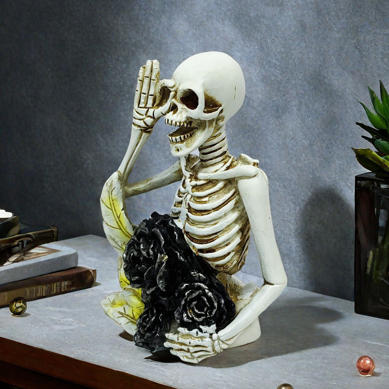 DENKO HOME（電光ホーム） ハロウィン 飾り骸骨 バラ 黒薔薇 ドクロ