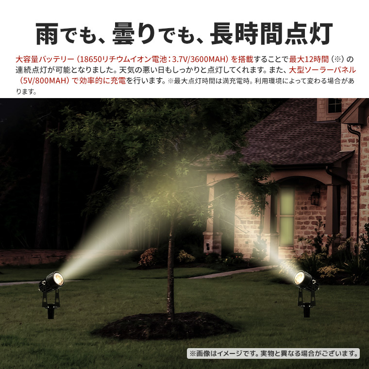 DENKO HOME ソーラー ガーデンライト スポットライト 2灯 電球色