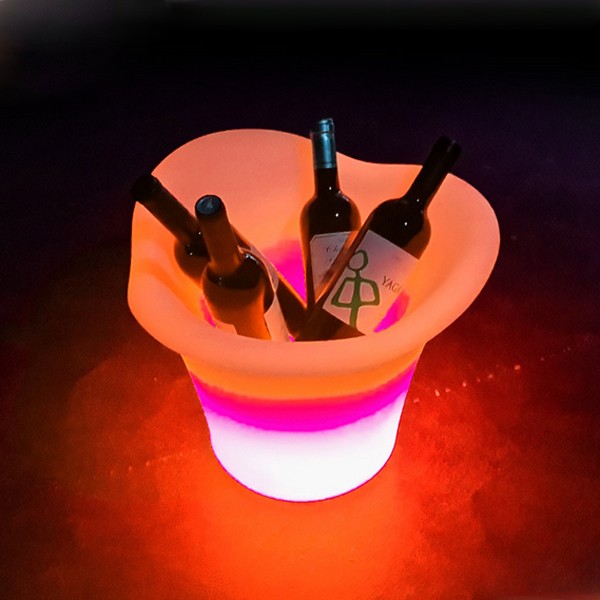 光るワインクーラー ラウンド型 充電式 アイスペール LED お洒落 シンプル シャンパン ボトル