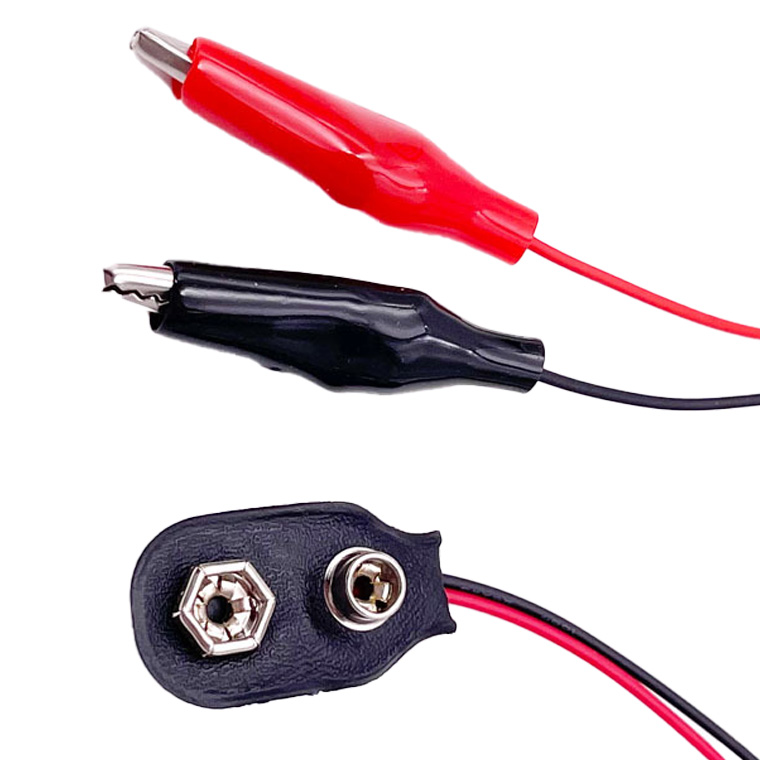 9V バッテリースナップ ワニ口クリップ 付き 角型006P 9V電池クリップ ソケット 電池 ボックス ホルダー