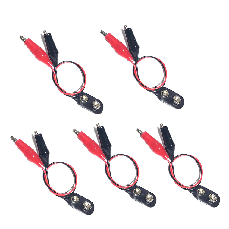 9V バッテリースナップ ワニ口クリップ 付き 角型006P 9V電池クリップ ソケット 電池 ボックス ホルダー
