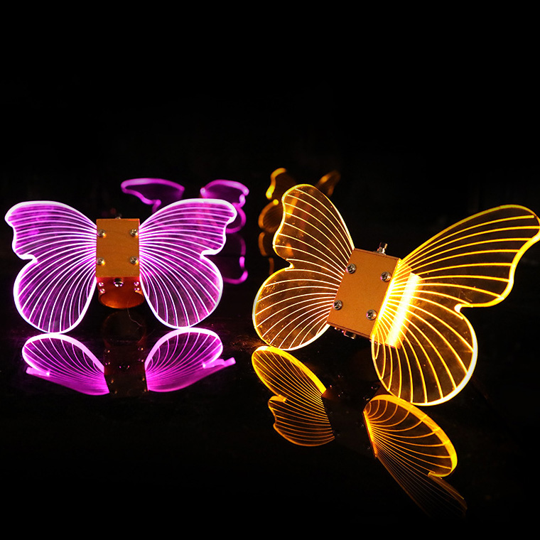 ボトルキャップ 蝶 シャンパンゴールド/パープル 充電式 間接照明 LED