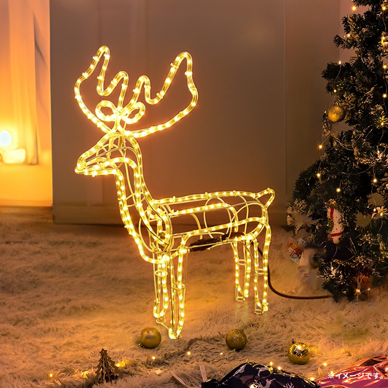 イルミネーション 屋外 首振りトナカイ 3D モチーフライト コンセント 高さ80cm 防水 LED クリスマス 電飾 ガーデン おしゃれ かわいい  飾り 庭 エントランス
