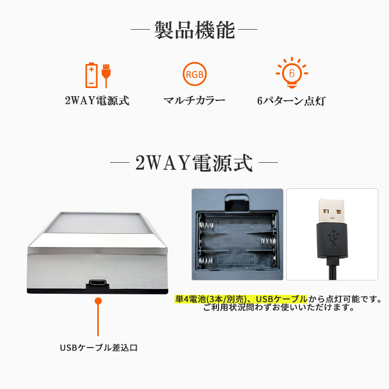 ライトステージ、四角形、4灯、電池式