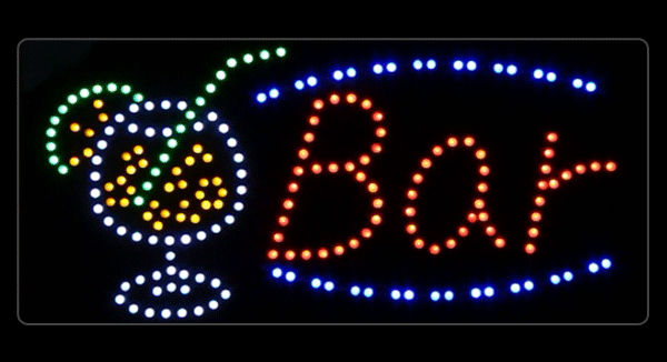 看板 LEDサインボード Bar 300×600 カクテルグラス 店舗 OPEN 営業中