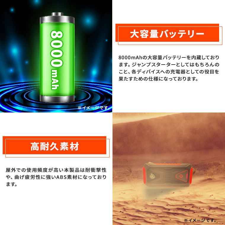 ジャンプスターター 車用 モバイルバッテリー Type-C 防水 急速充電 ジャンプスターター エンジンスターター モバイルバッテリー 大