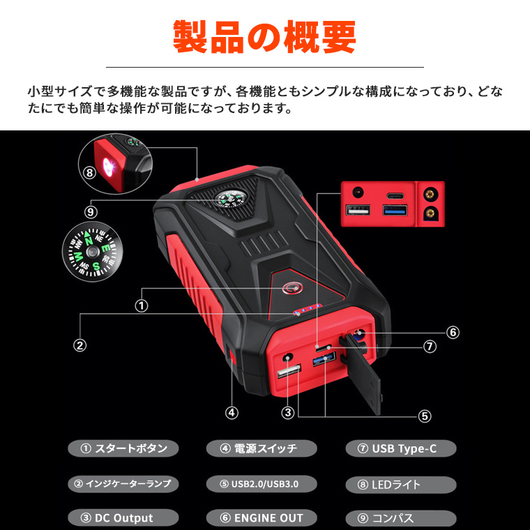 Harley-Davidson  ジャンプスターターLEDライト付き Harley-Davidson ジャンプスターターLEDライト付き
