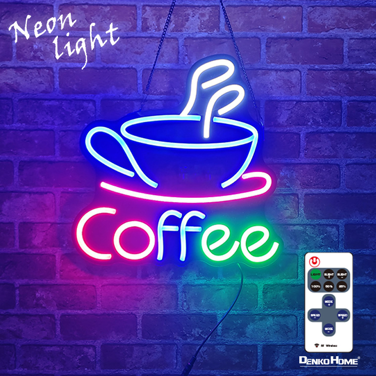 LED ネオンサイン 屋内用 COFFEE コーヒー カフェ 喫茶店 ネオンライト ネオン管 インテリア ライト クリスマス リモコン付 LED  コンセント おしゃれ かわいい