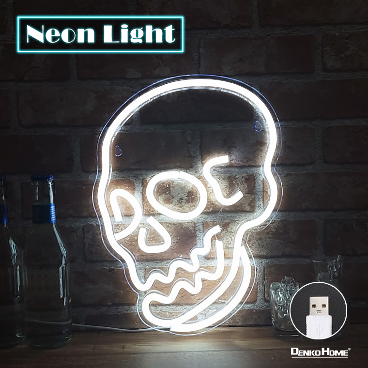 ハロウィン ネオンライト　Halloween　LEDネオン　オーダーメイド DENKO HOME（電光ホーム） LED ネオンサイン スカル ガイコツ