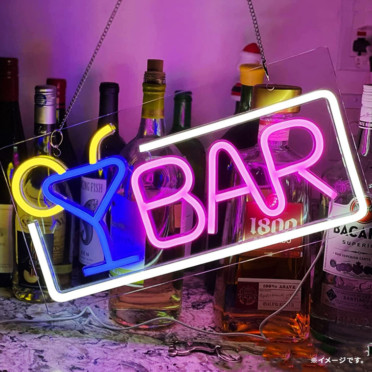 LED ネオンサイン BAR 看板 バー アルコール 飲み屋 ロング