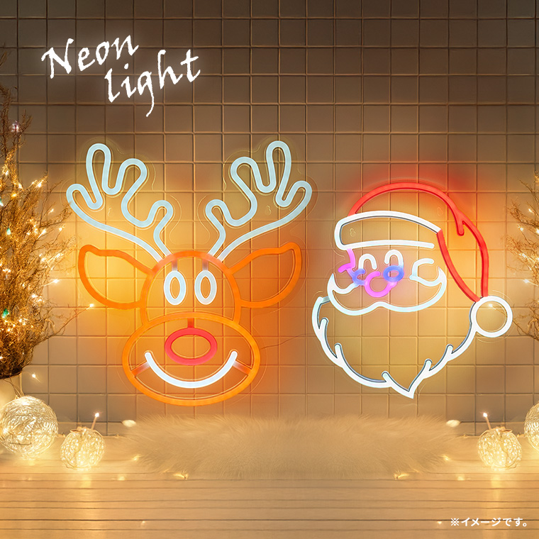 DENKO HOME（電光ホーム） LED ネオンサイン サンタクロース フェイス