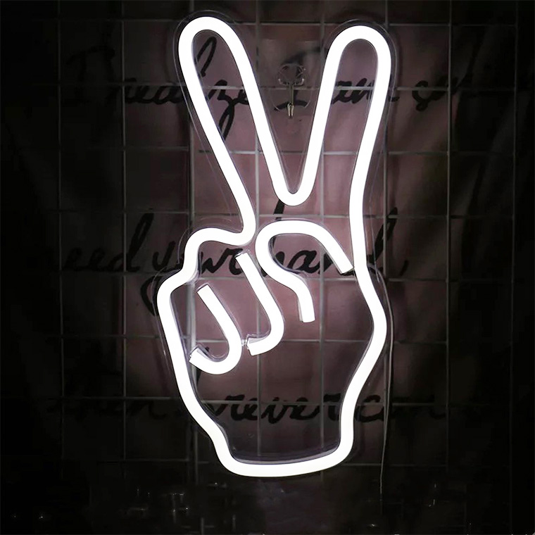 DENKO HOME LED ネオンサイン ピース Vサイン チョキUSB電源 ネオン