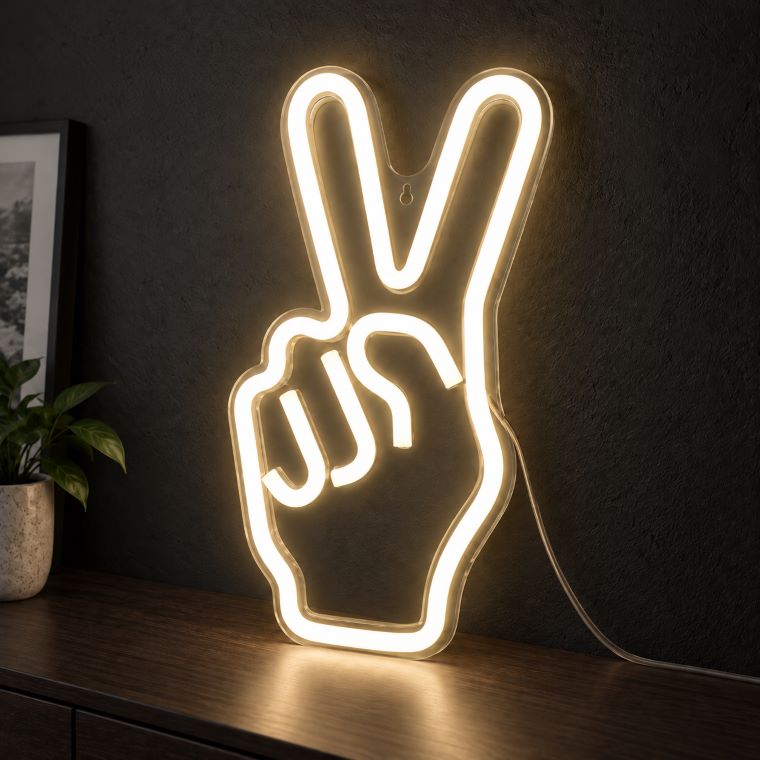 DENKO HOME（電光ホーム） LED ネオンサイン ピース Vサイン チョキUSB