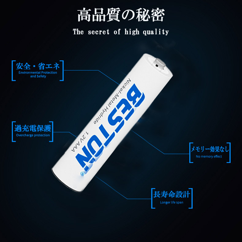 1年保障付 単4 充電池 ニッケル 1300mAh 水素充電池 1.2V 単4形 ニッケル水素 ニッケル水素電池 大容量 充電式 単三形 充電式電池 単4型