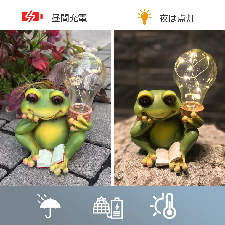 DENKO HOME（電光ホーム） カエル 蛙 電球 ソーラー ガーデンライト