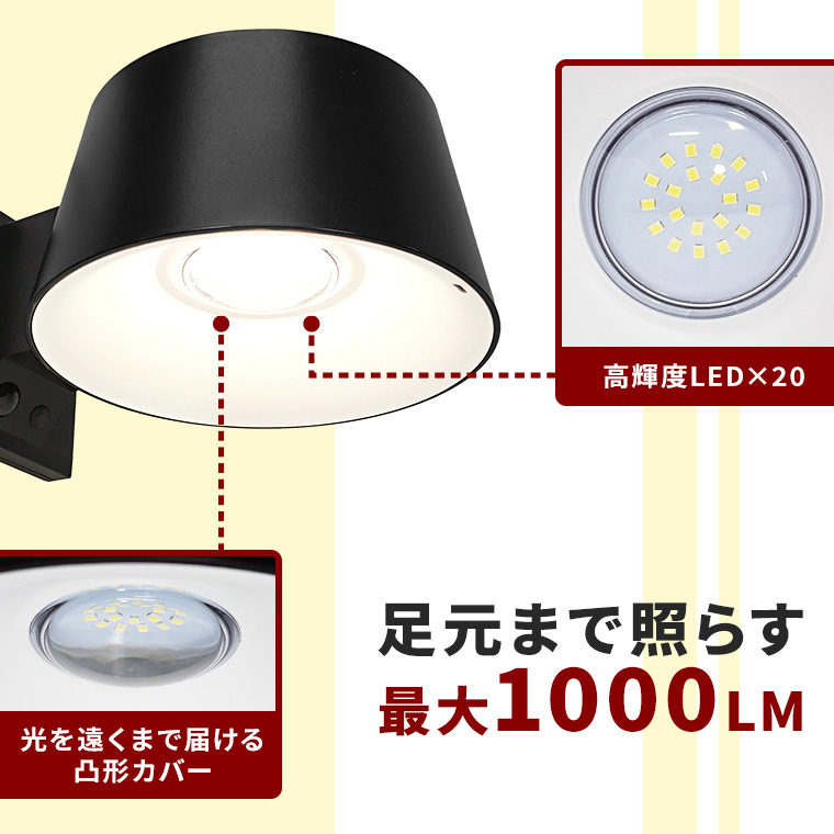 DENKO HOME ソーラー センサーライト 人感センサー 明るい 屋外