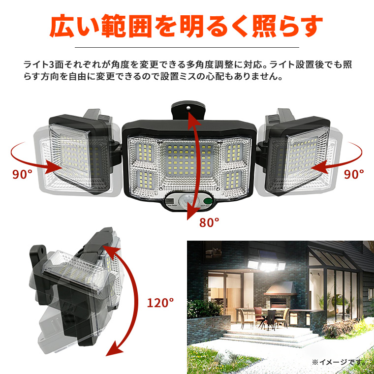 LED センサーライト ソーラー 防犯ライト 人感センサー 192球
