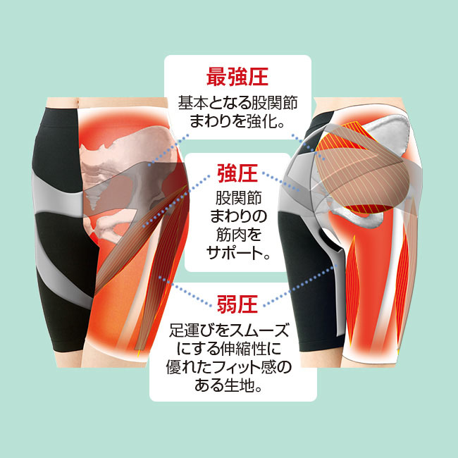 理学療法士が考えた 股関節スパッツ 3枚組 - 股関節 サポート はくだけ