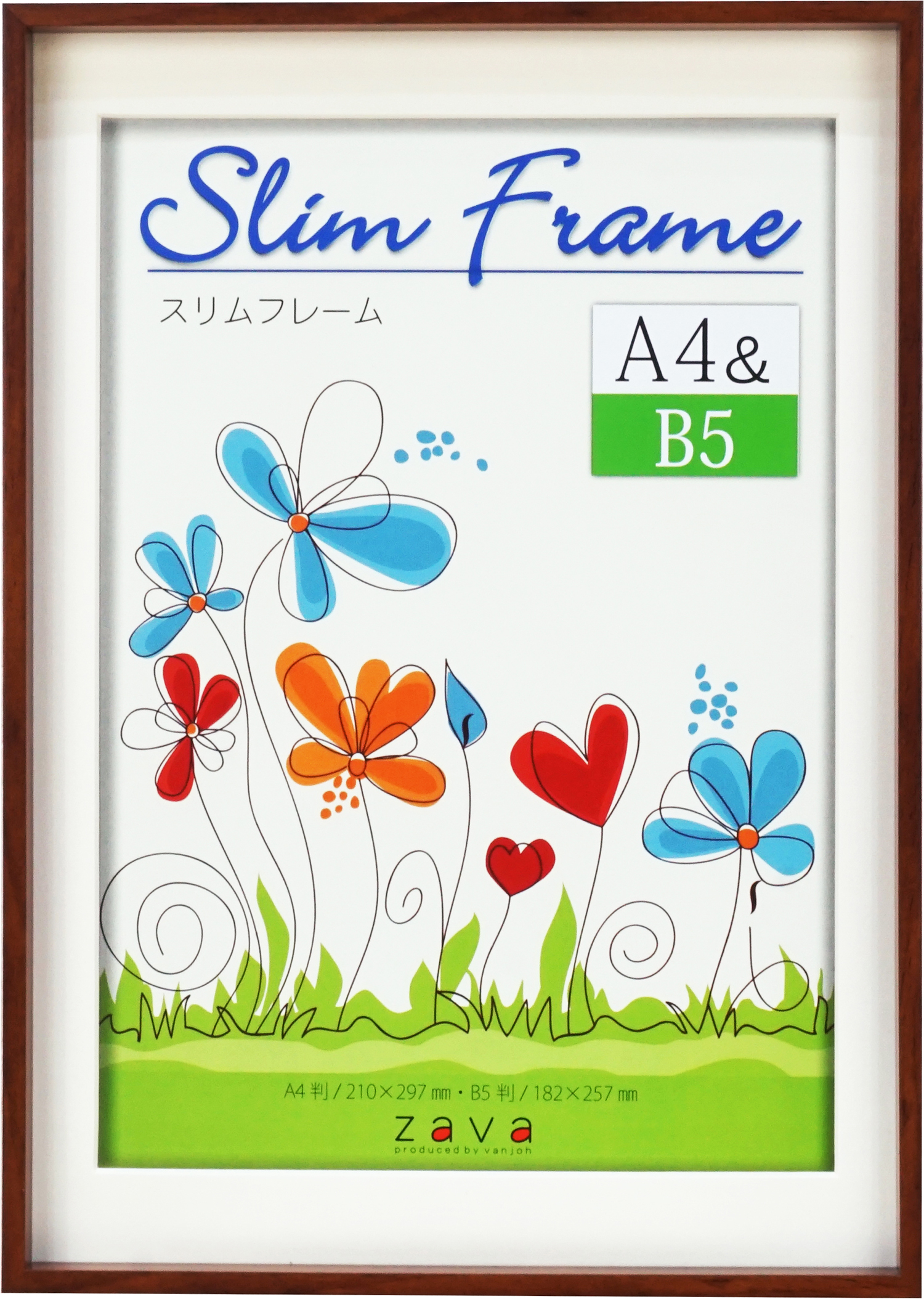 スリムフレーム A4＆B5 フォトフレーム 写真立て マット付き 縦横兼用 全4色 万丈 シンプル 軽量 | 万丈 | 01