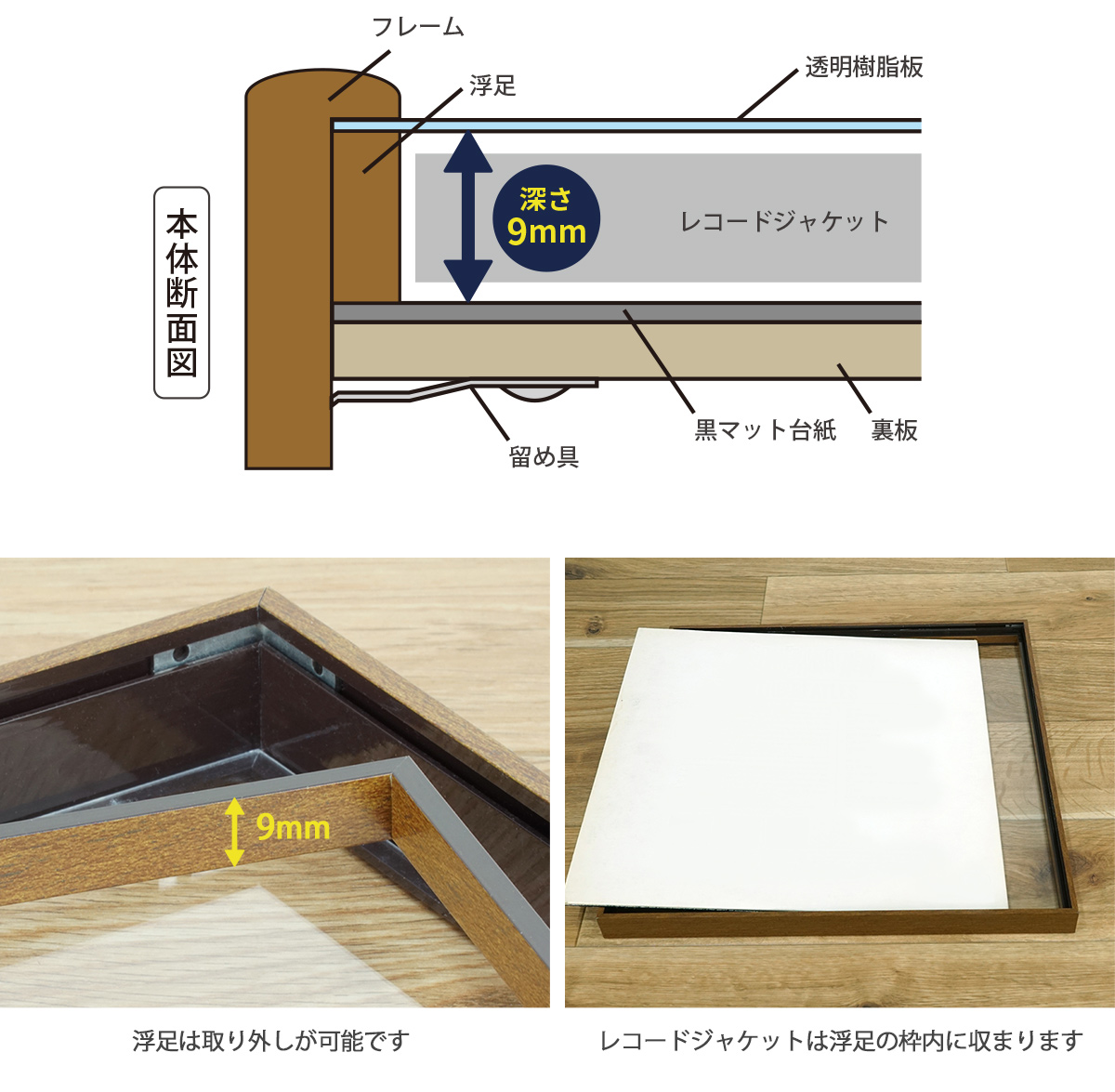 万丈（VANJOH） レコード全面飾れるフレーム LP レコード ジャケット