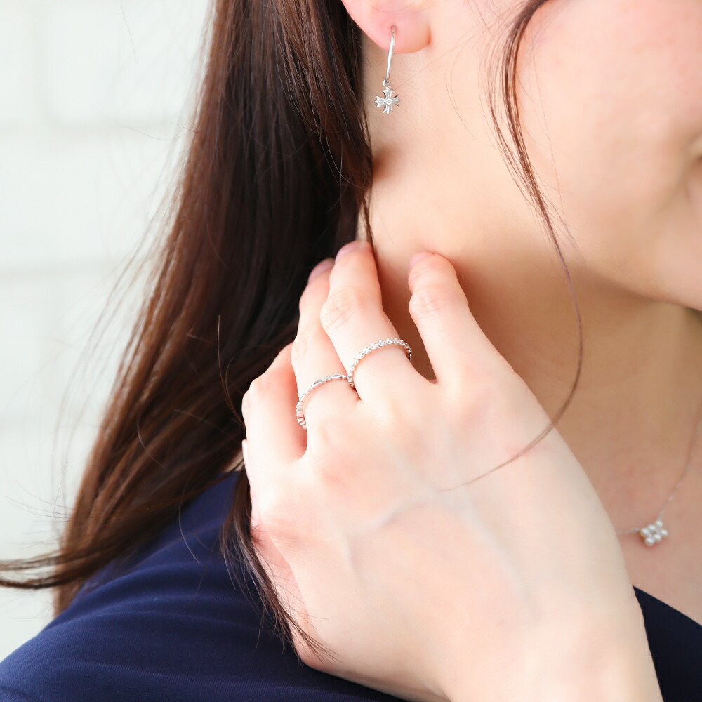 18金 ダイヤモンド 指輪 18K ホワイトゴールド ハーフ エタニティ