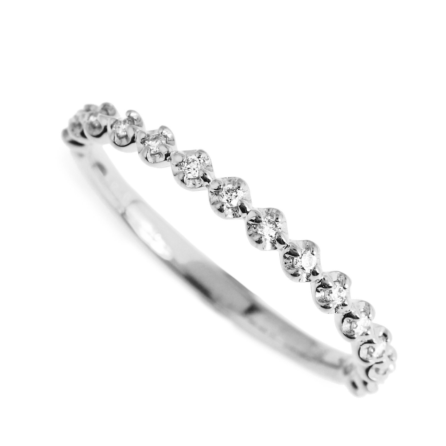 18金 ダイヤモンド 指輪 18K ホワイトゴールド ハーフ