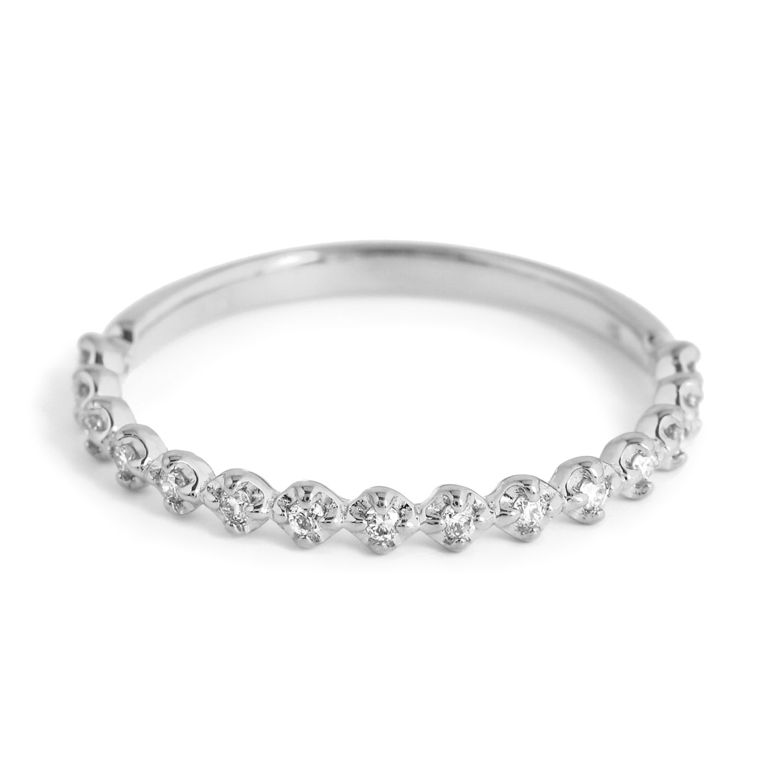 18金 ダイヤモンド 指輪 18K ホワイトゴールド ハーフ エタニティ