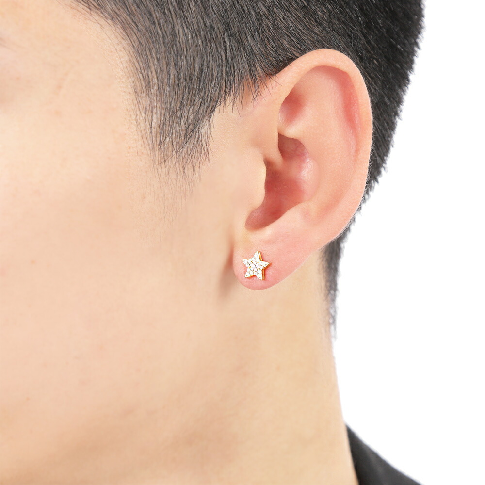 18金 メンズ ピアス ダイヤモンド 18k イエローゴールド 「Seirios
