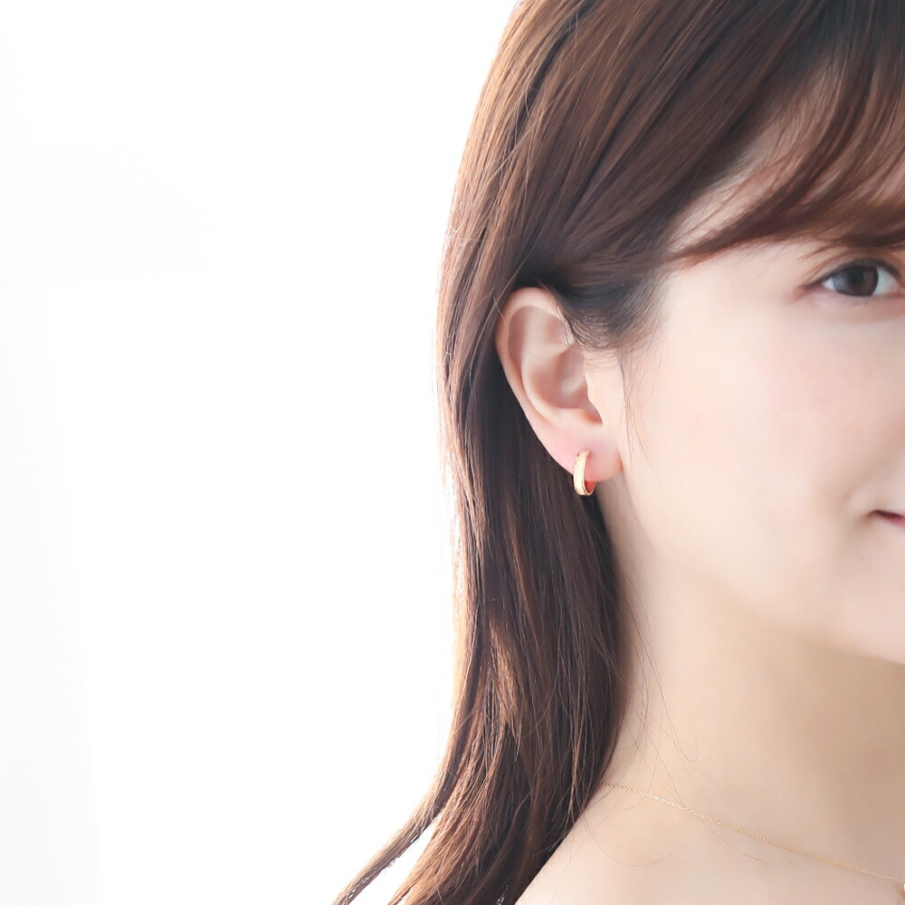 18金 レディース ピアス フープ 18k イエローゴールド