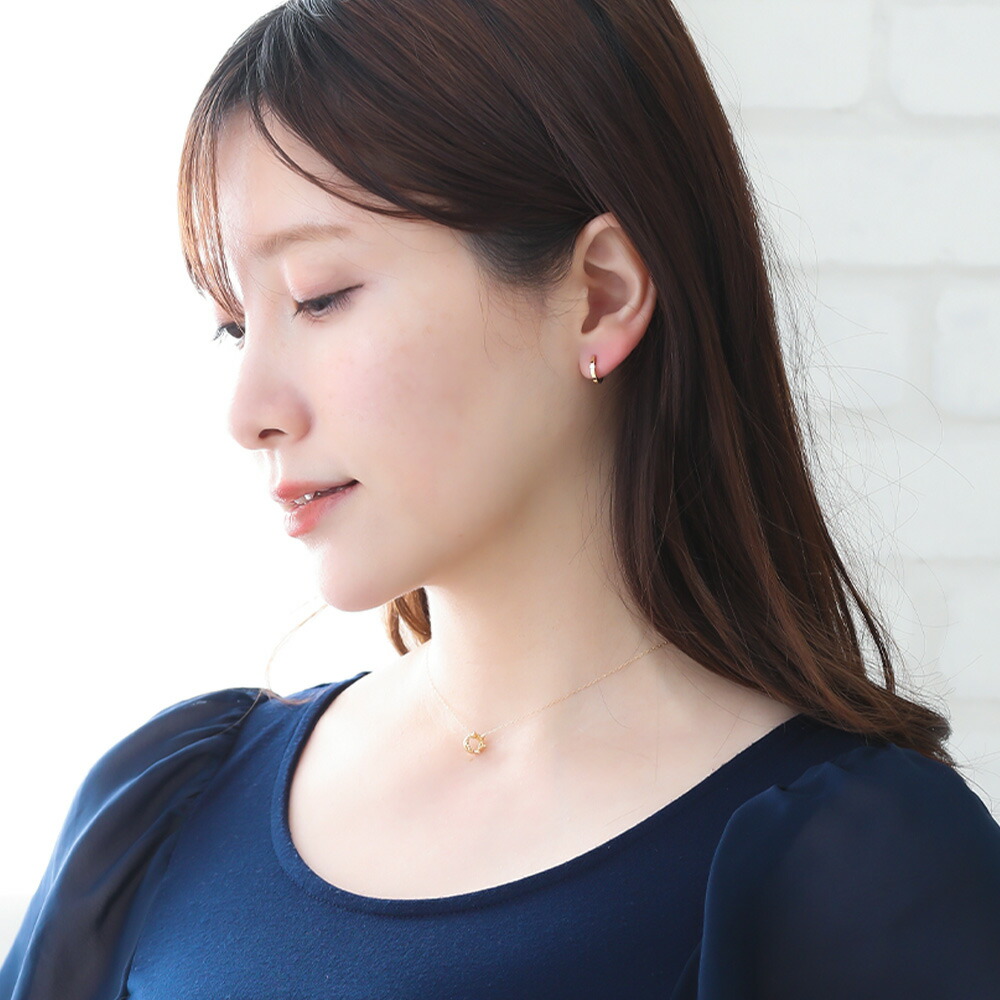 18金 レディース ピアス フープ ダイヤモンド 18k イエロー