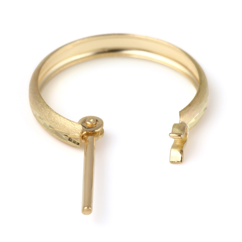 18金 メンズ ピアス 18k イエローゴールド フープ「Lueur ダブル テクスチャー hoop」※1個販売(片耳)[k18 ジュエリー ギフト シンプル スターダスト 10k]の画像