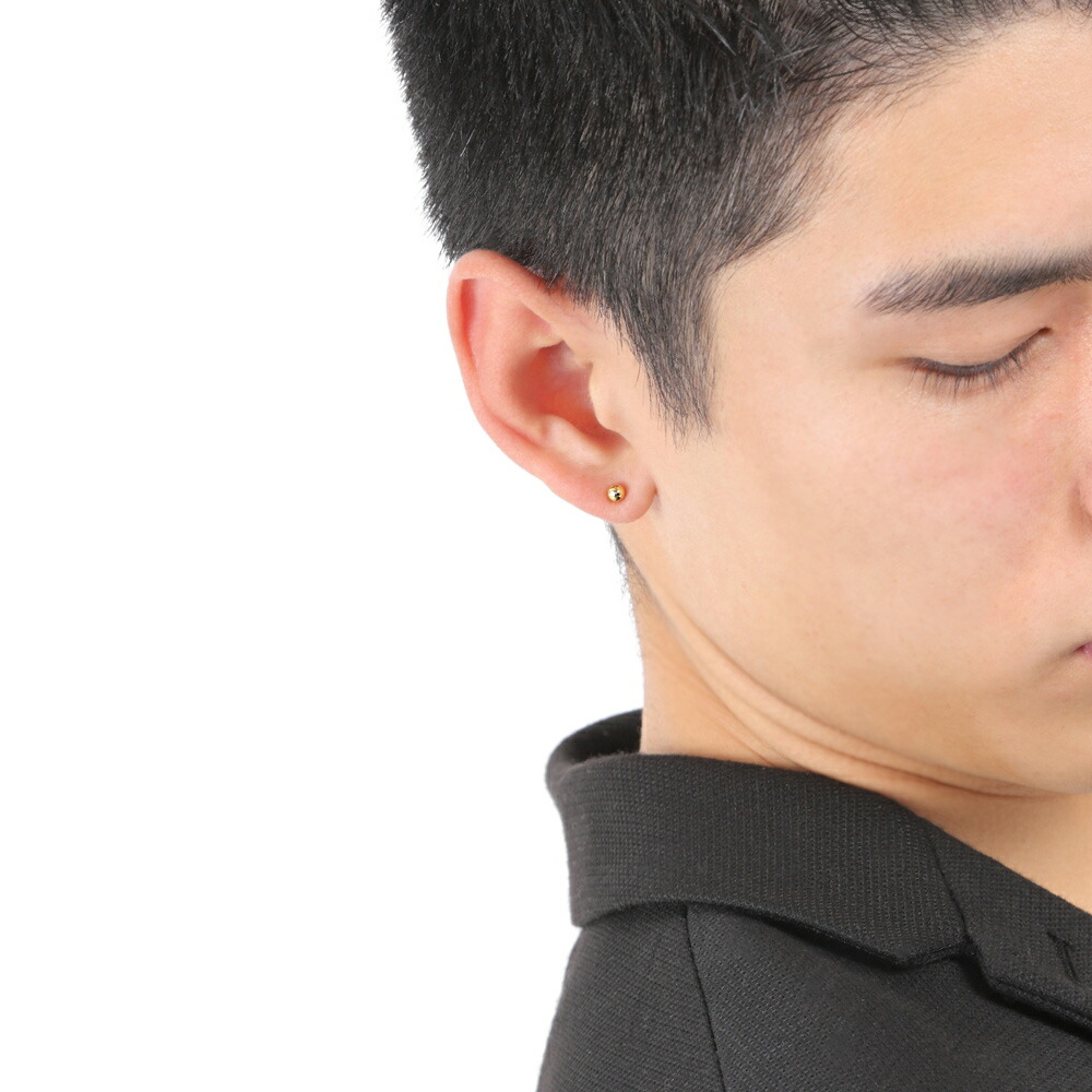 18金 メンズ ピアス 18k イエローゴールド 「Keller ボール 4mm