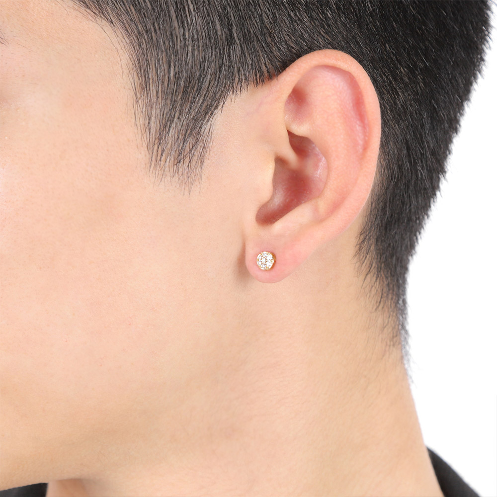 18金 メンズ ピアス ダイヤモンド 18k イエローゴールド