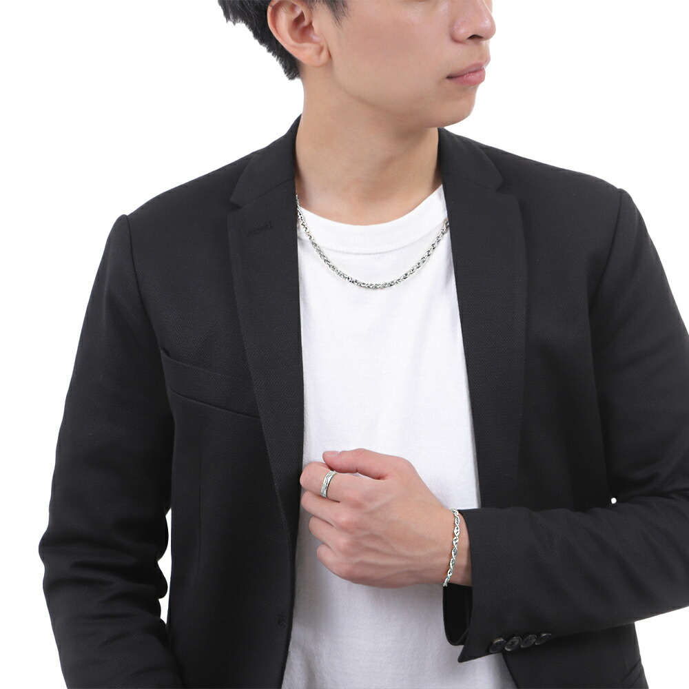 プラチナ Pt850 ブレスレット メンズ 4mm Idios パイプ ロープ チェーン 20cm 19cm  [ツイスト 900 950 18金 スクリュー ジュエリー 縄 太い アズキ 喜平 10k]の画像