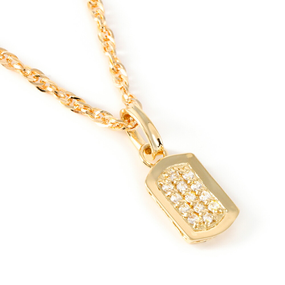 18金 メンズ ネックレス ダイヤモンド 18k 「マイクロ ドッグタグ Oliver ペンダント トップ」 キヘイチェーン【Bセット】※チェーン長さ40cm.45cm.50cm選択｜valuable-vj｜11