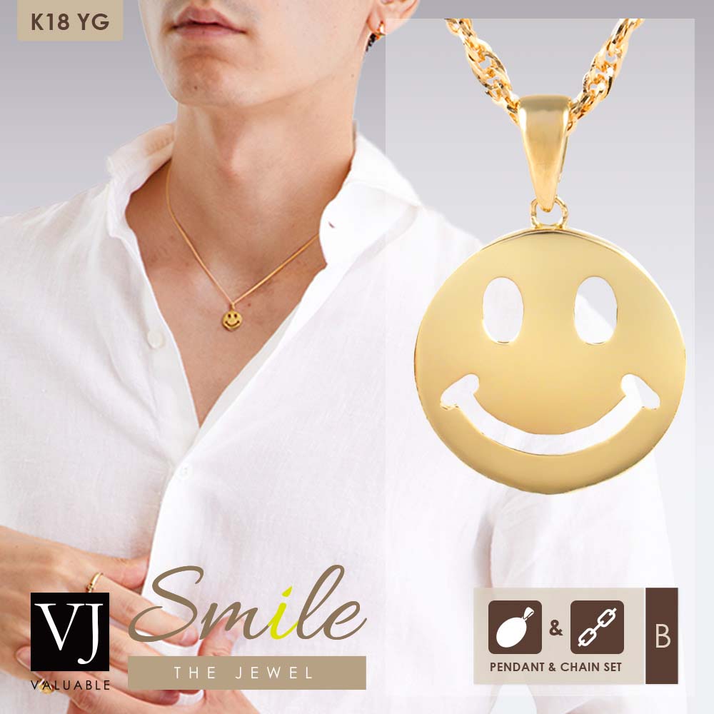 18金 メンズ ネックレス 18k イエローゴールド「Smile the jewel