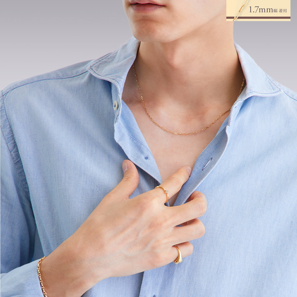 18金 メンズ ネックレス 18k イエローゴールド「Kiki Hollow 18金 メンズ ネックレス 18k イエローゴールド「Kiki Hollow