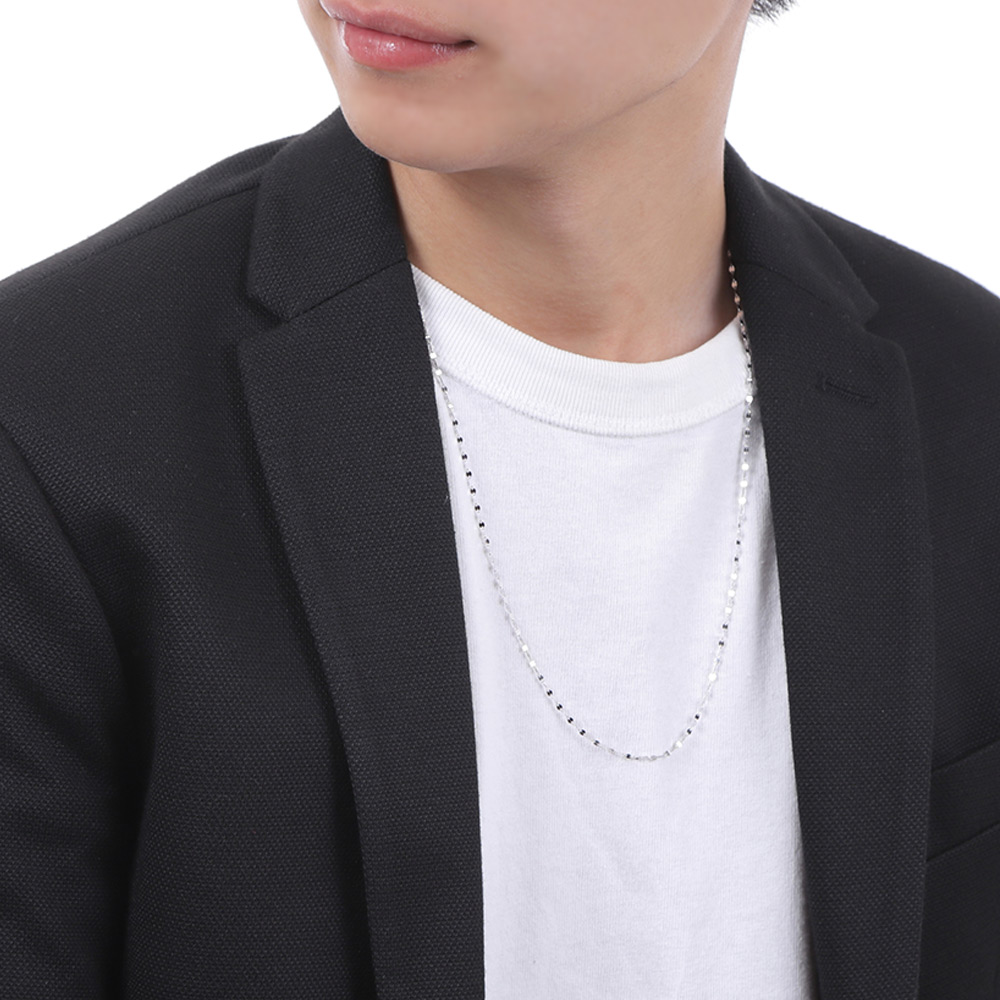 18金 メンズ ネックレス 18k ホワイトゴールド 「Amalfi チェーン」1.7mm 幅 60cm [K18 プラチナ 定番 10k ペタル 角 小豆 喜平ブランド 1.5mm 2mm 長い]_7