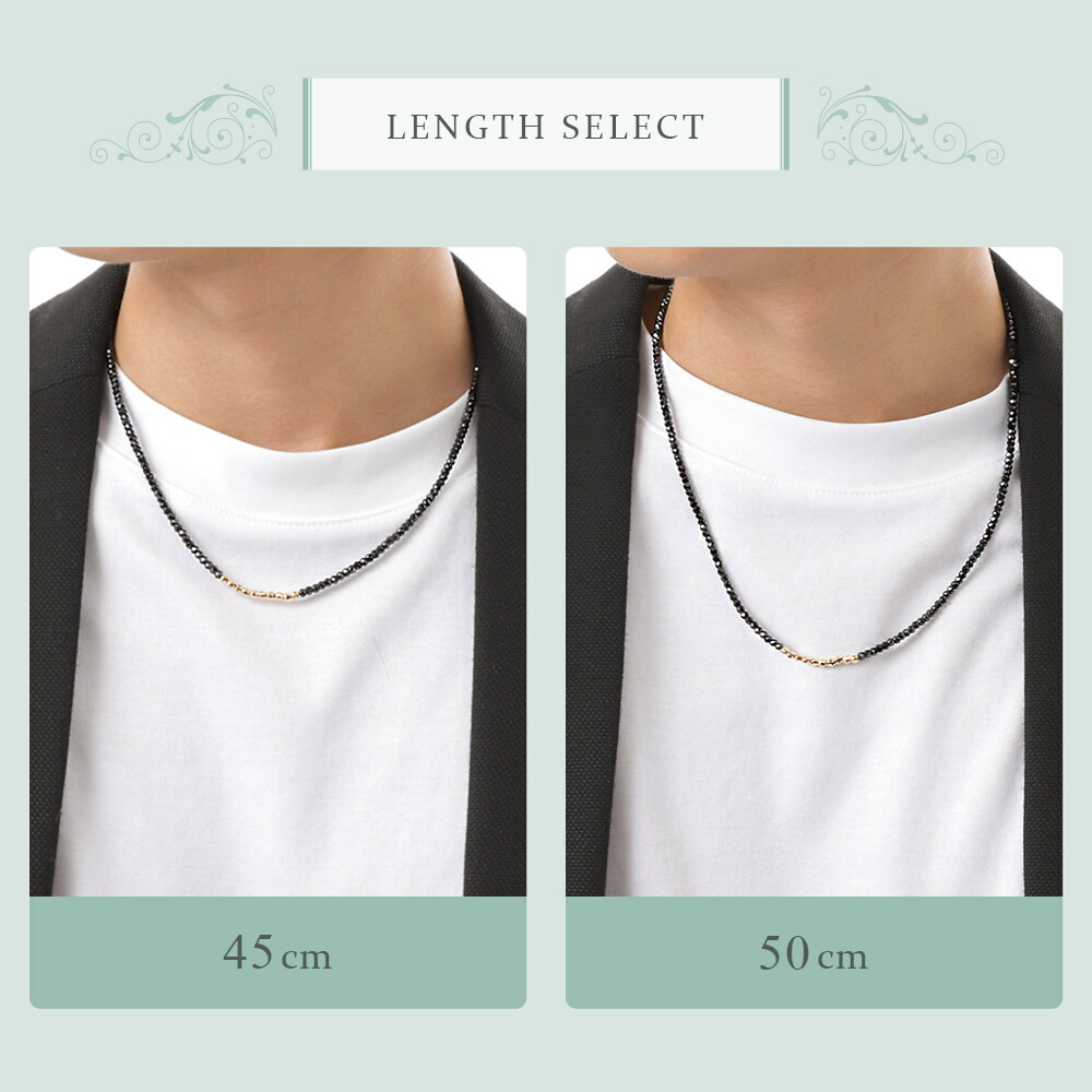 18金 メンズ ネックレス ブラック スピネル 18k イエローゴールド