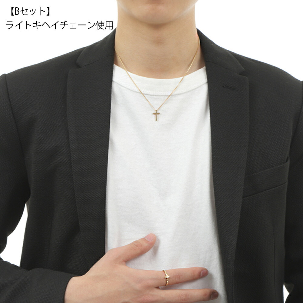 18金 メンズ ネックレス 18k イエローゴールド ベイビー フローティング クロス ペンダント キヘイ チェーン【Bセット】※長さ40cm.45cm.50cm[K18 YG 十字架] |  | 11