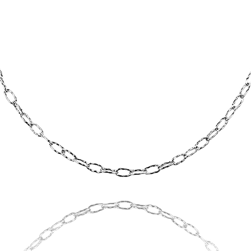 18金 メンズ ネックレス 18k ホワイトゴールド マリブ チェーン 1.7mm 幅 50cm [ツイスト k18 ジュエリー 小豆 アメリカ 細 アズキ ブランド 1.5mm 2mm 10k ]の画像