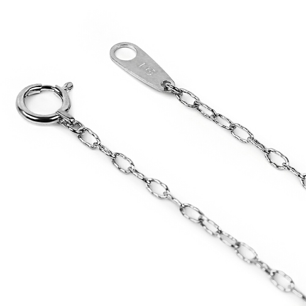 18金 メンズ ネックレス 18k ホワイトゴールド マリブ チェーン 1.7mm 幅 50cm [ツイスト k18 ジュエリー 小豆 アメリカ 細 アズキ ブランド 1.5mm 2mm 10k ]の画像