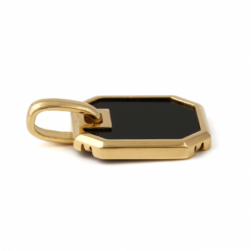 VJ【ブイジェイ】 18金 メンズ ネックレス 18k イエローゴールド オニキス ナンバー8 ドッグタグ ペンダント ロール チェーンセット【Aセット】※長さ45cm.50cmの画像